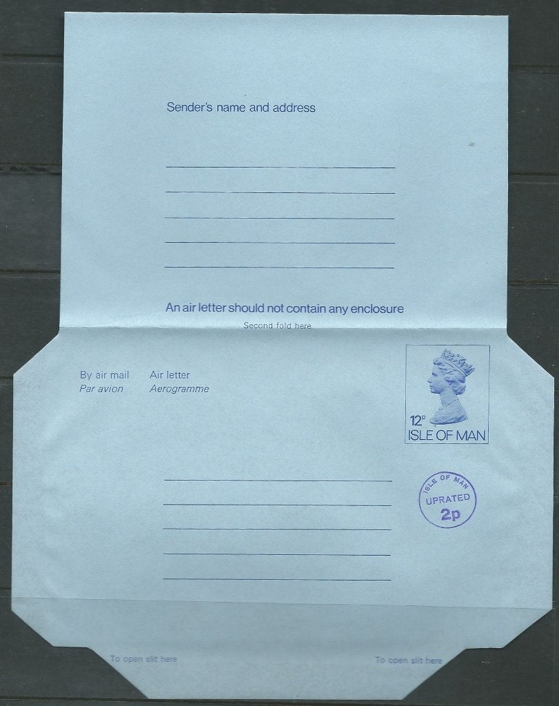 MAN 1980 12p.+2p. uprated blue Airletter, small, Greiner: 17, Verzenden, Postfris