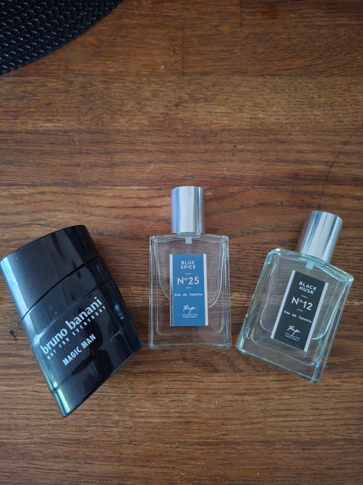 3 flesjes parfum brunobanani, The master parfum nr25 en nr12, Verzamelen, Parfumverzamelingen, Ophalen, Zo goed als nieuw, Miniatuur
