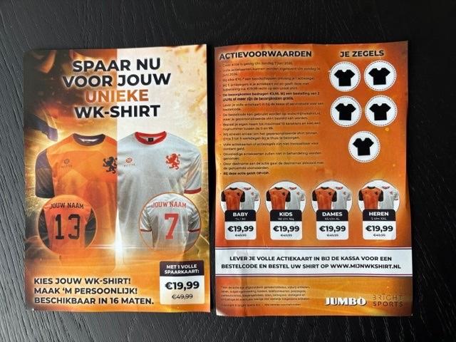 5 zegels voor het WK-shirt van de Jumbo, Verzamelen, Jumbo, Ophalen of Verzenden