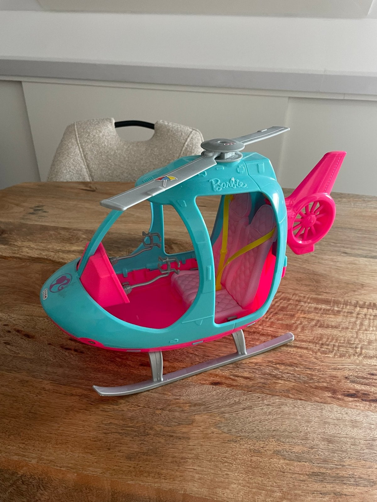 Barbie Helikopter - Roze en Blauw Speelgoed, Ophalen, Gebruikt, Jongen of Meisje