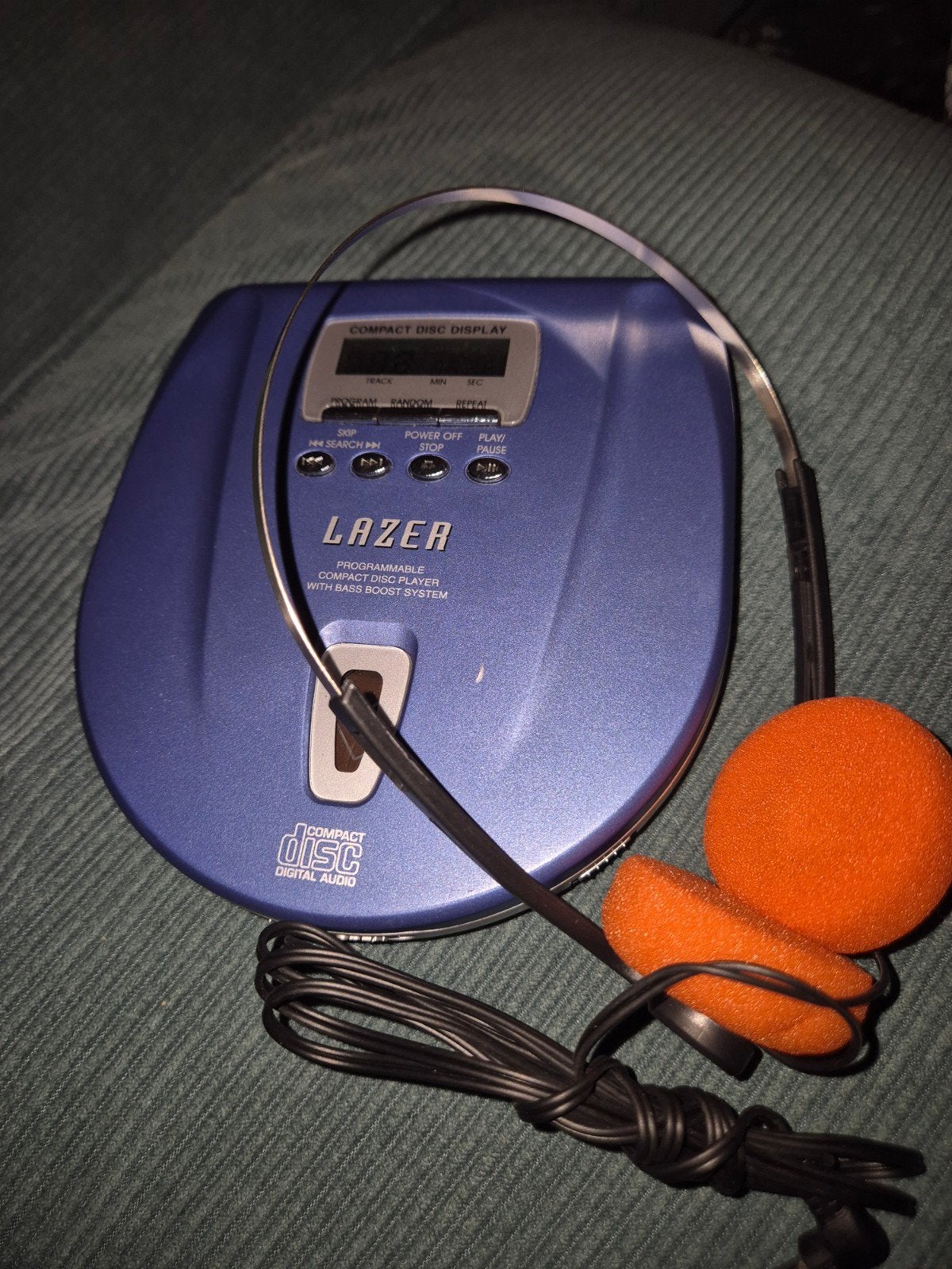 Nette Blauwe Lazer Discman CD-speler + Retro Koptelefoon, Ophalen of Verzenden, Discman