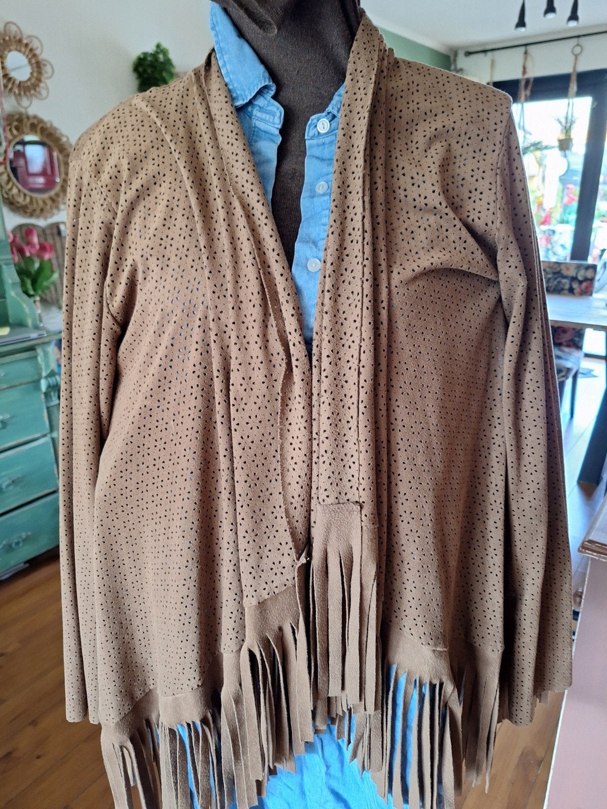Suedine vest maat xxl 48 50 52  ophilia 5  bruin, Ophalen of Verzenden, Zo goed als nieuw, Maat 46/48 (XL) of groter, Bruin