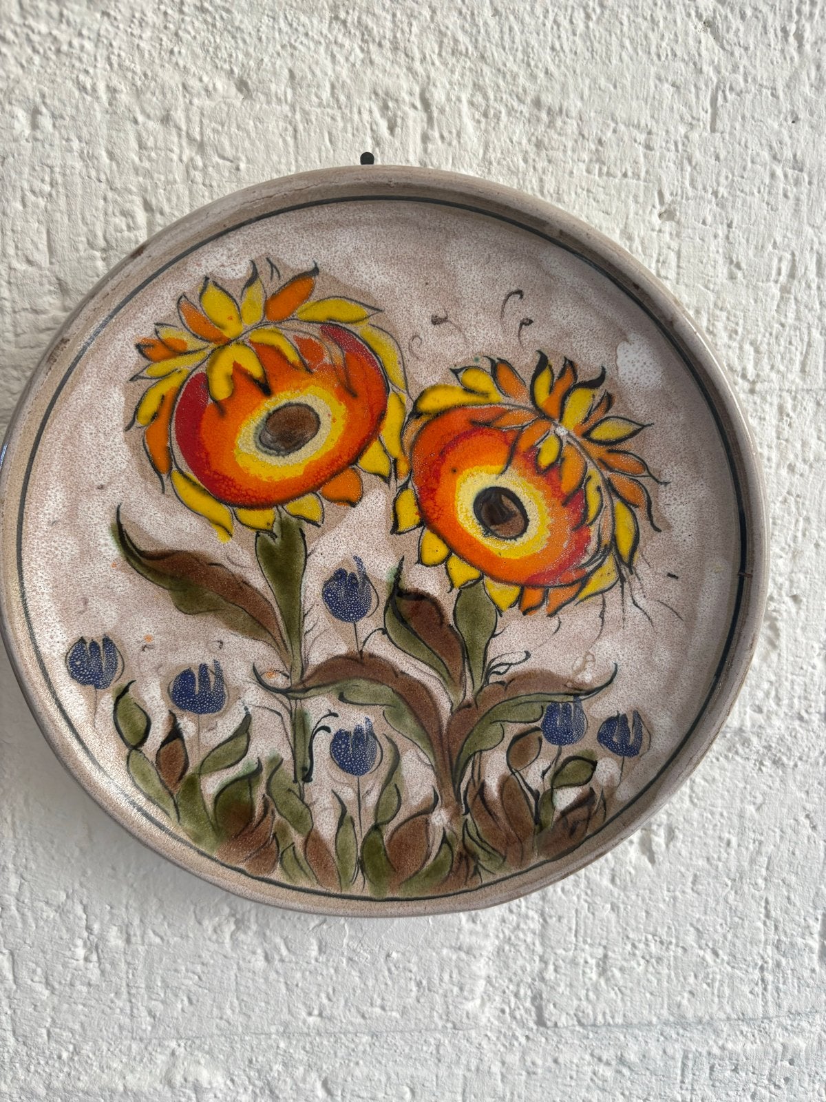 Vintage Schiavon Keramiek Wandbord - Zonnebloemen, Ophalen of Verzenden