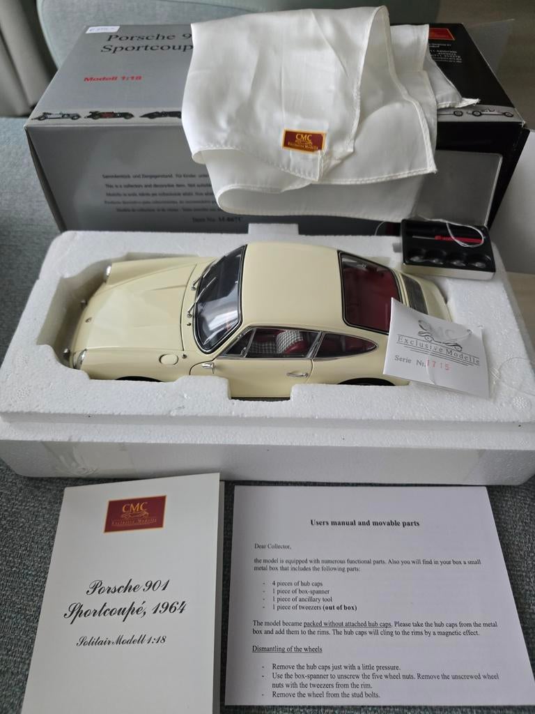 CMC Porsche 901 Sportcoupé 1964 Solitair.Model 1:18, Ophalen, Zo goed als nieuw, Auto, Overige merken