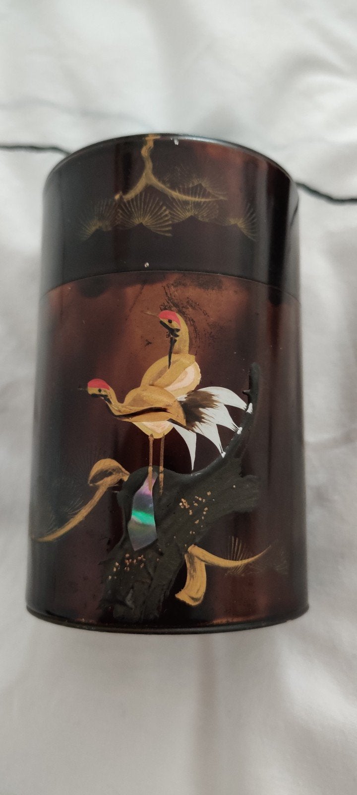 Antiek Japans lakdoosje met kraanvogels, Ophalen