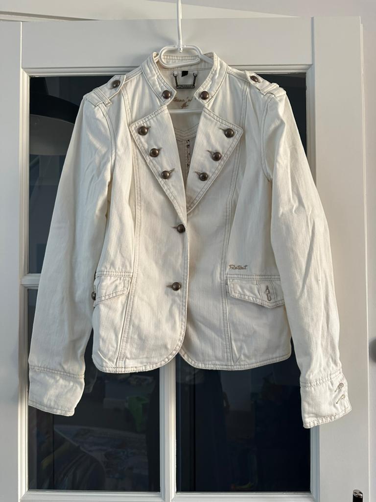 Witte jeans blazer met knopen Protest maat XL / 42, Kleding | Dames, Wit, Maat 42/44 (L), Ophalen of Verzenden, Zo goed als nieuw