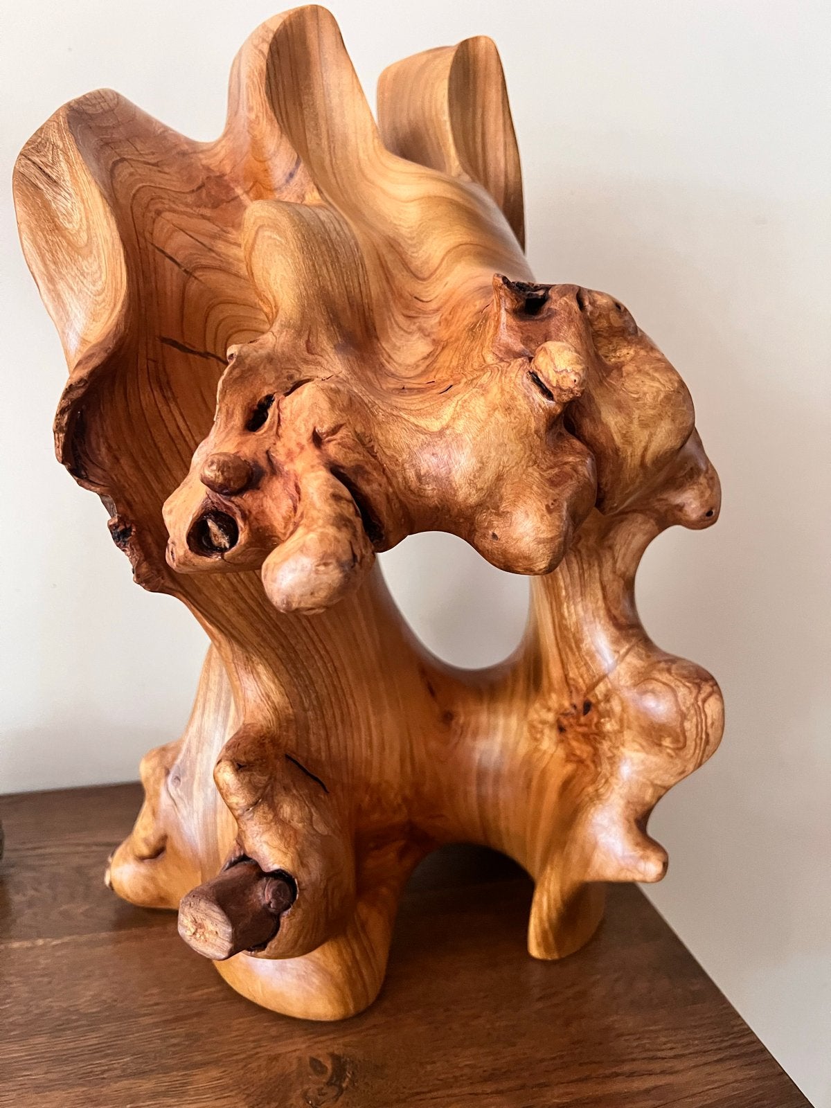 Abstracte houten sculptuur - Uniek kunstwerk, Ophalen of Verzenden, Handgemaakt, 20 - 50 cm, Beeld