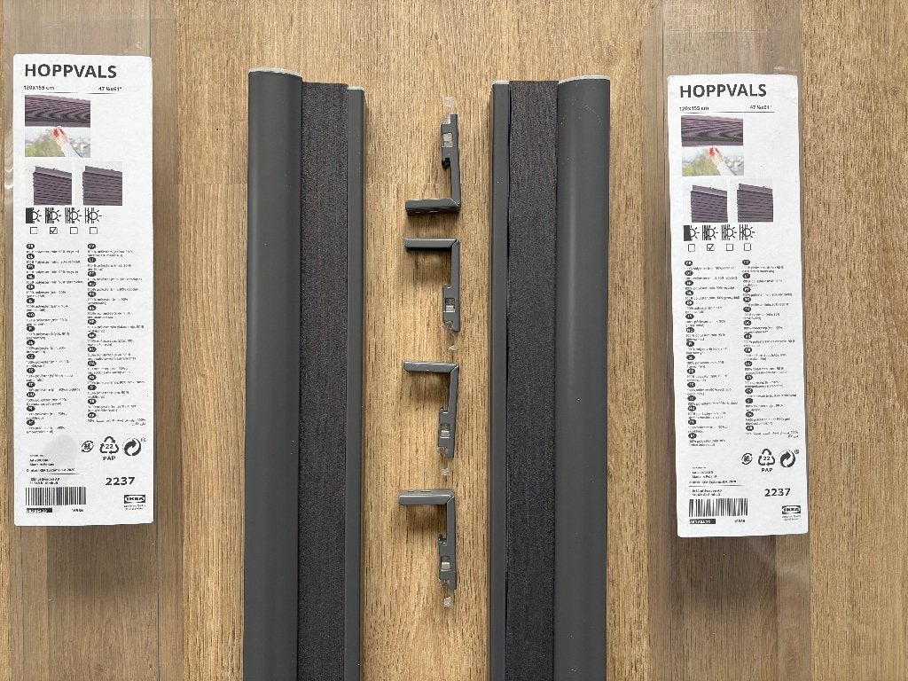 HOPPVALS  dubbel plisségordijn IKEA grijs, Ophalen, 100 tot 150 cm, Zo goed als nieuw, Grijs