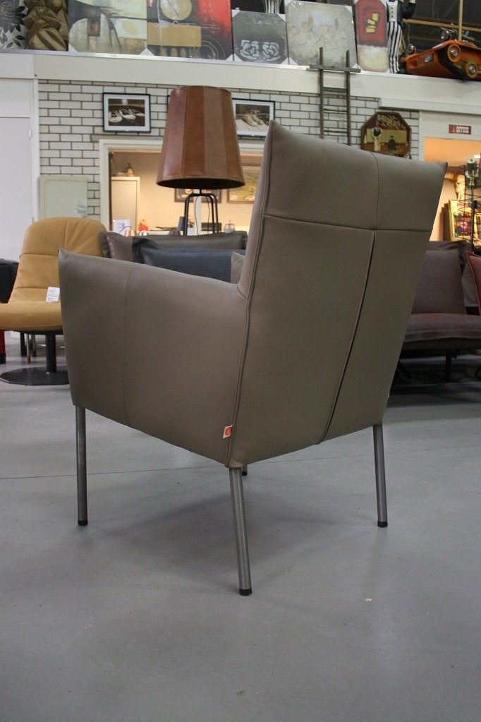 Luxe moderne fauteuil Triton Jess Design leer naturel (4x), Huis en Inrichting, Ophalen, Nieuw, 75 tot 100 cm, Leer