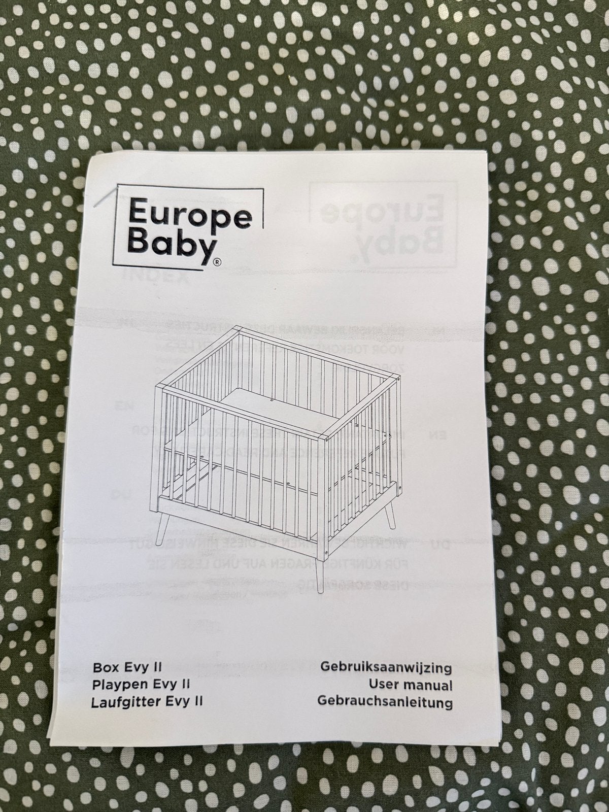 Box Europe Baby Evy Oatmeal | hoezen, kleden, matras, Ophalen, Zo goed als nieuw, Rechthoekig, In hoogte verstelbaar
