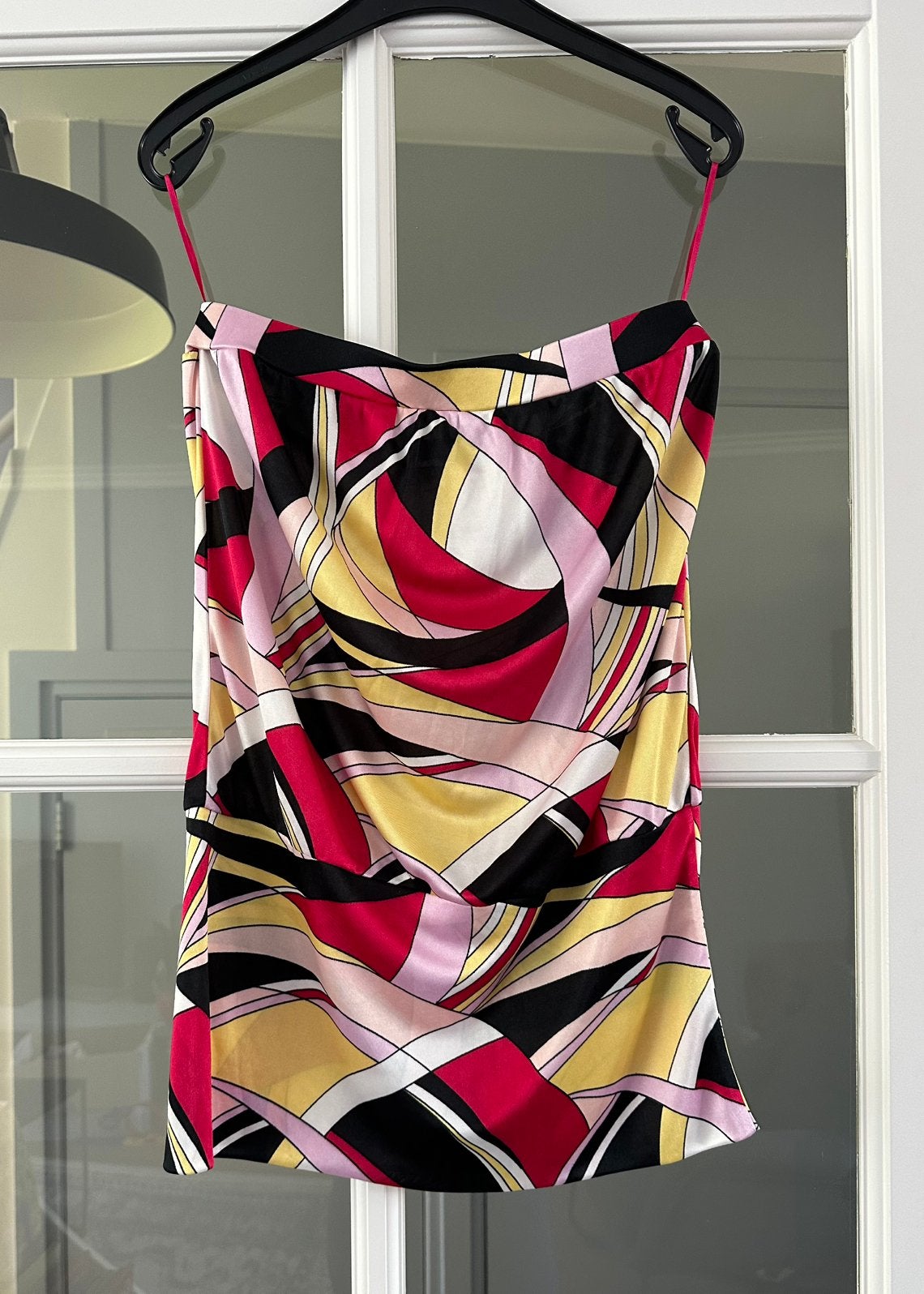 Bandeau top met grafische print H&M maat S, Kleding | Dames, Geel, Ophalen of Verzenden, Zo goed als nieuw, Maat 36 (S)