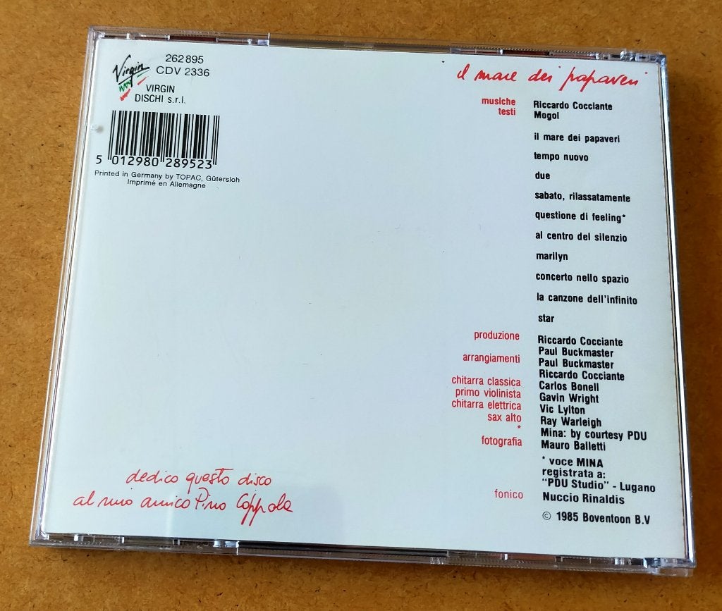 Riccardo Cocciante - Il Mare Dei Papaveri CD 1985/199?, Cd's en Dvd's, Ophalen of Verzenden, Zo goed als nieuw, Pop