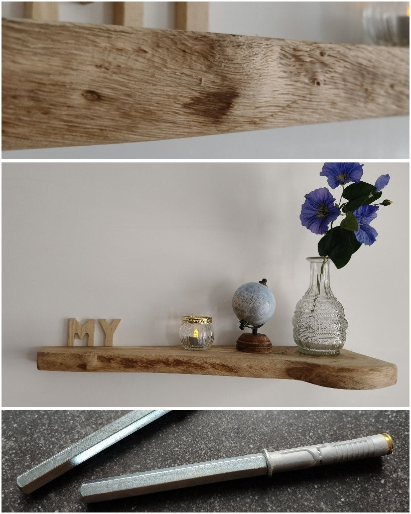 Wandplank eiken zwevend / hoekplank links-rechts 57,5cm #282, Houtatelier M.Y., Info@myhoutatelier.nl, Nieuw, Ophalen of Verzenden