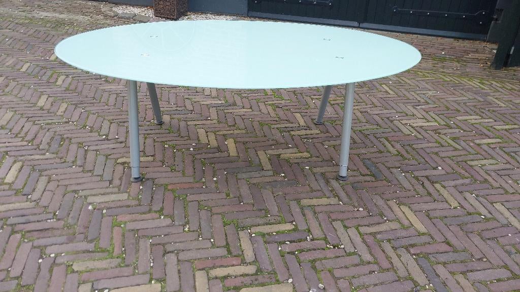ovale tafel glas, Huis en Inrichting, Tafels | Eettafels, Ophalen, 50 tot 100 cm, 150 tot 200 cm, Ovaal