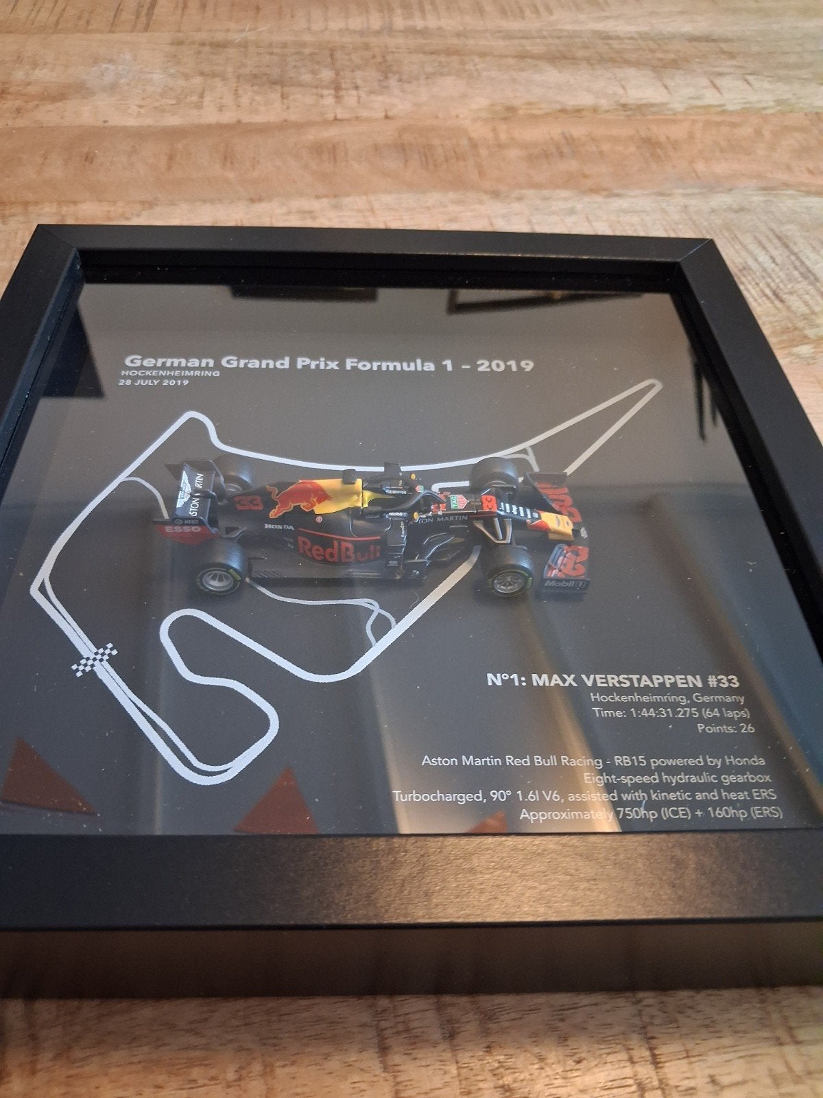 Max verstappen schaalmodel Hockenheimring 2019 Framedwheels, Ophalen of Verzenden, Zo goed als nieuw, Formule 1
