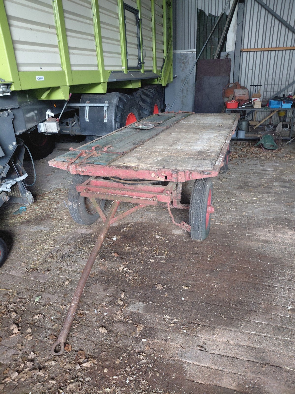 Platte wagen met opzetranden - 370x175 cm, Ophalen of Verzenden, Gebruikt