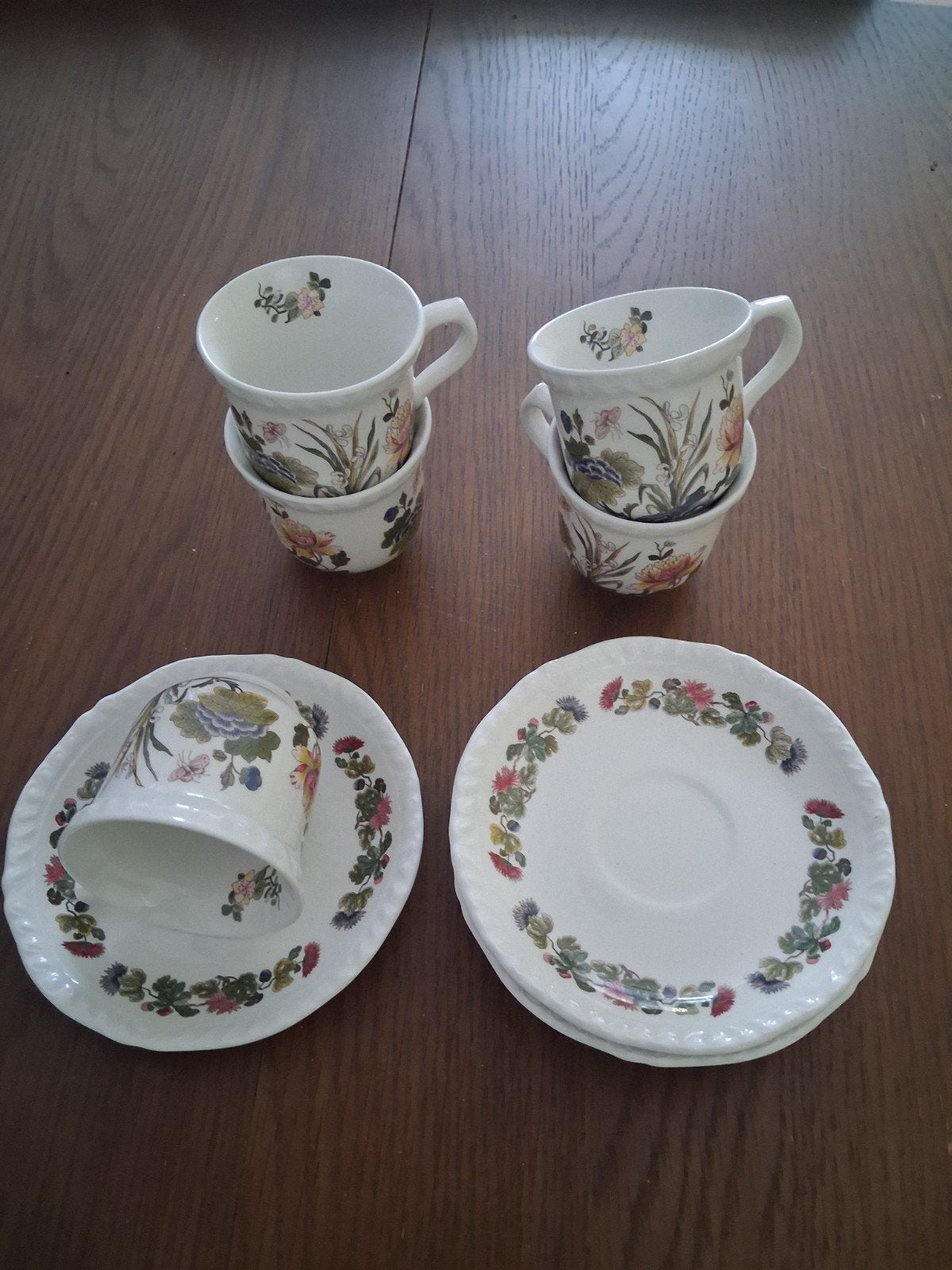 Adams Real English Ironstone, 5 kopjes en schotels, Antiek en Kunst, Ophalen
