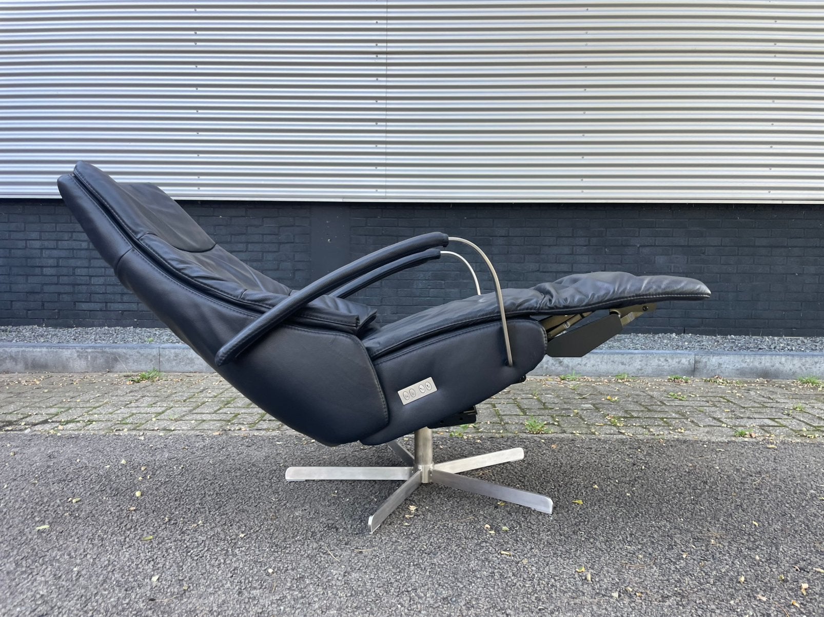 Grijs / blauwe leren prominent humberto relax fauteuil, Ophalen, A, A, A