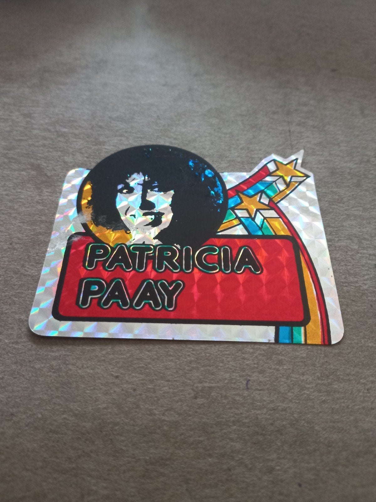 Vintage Patricia Paay Sticker - Holografisch, Verzamelen, Ophalen of Verzenden, Gebruikt, Film, Tv of Omroep