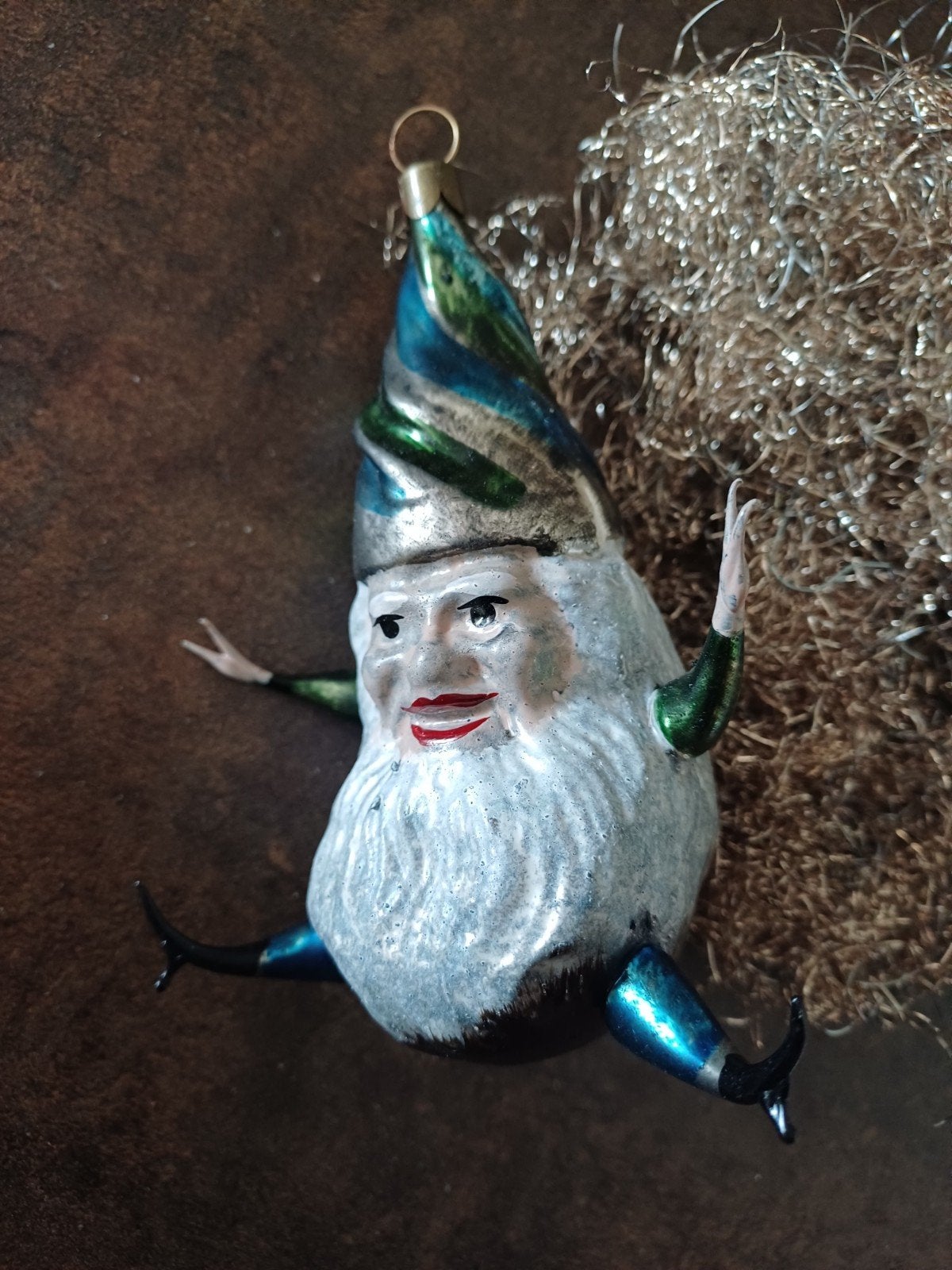 vintage kerstbal van glas kabouter, Diversen, Kerst, Ophalen of Verzenden
