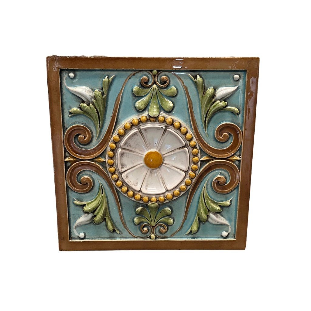 Grote Frans Art Nouveau keramieken tegel van Émile Müller, Ophalen of Verzenden