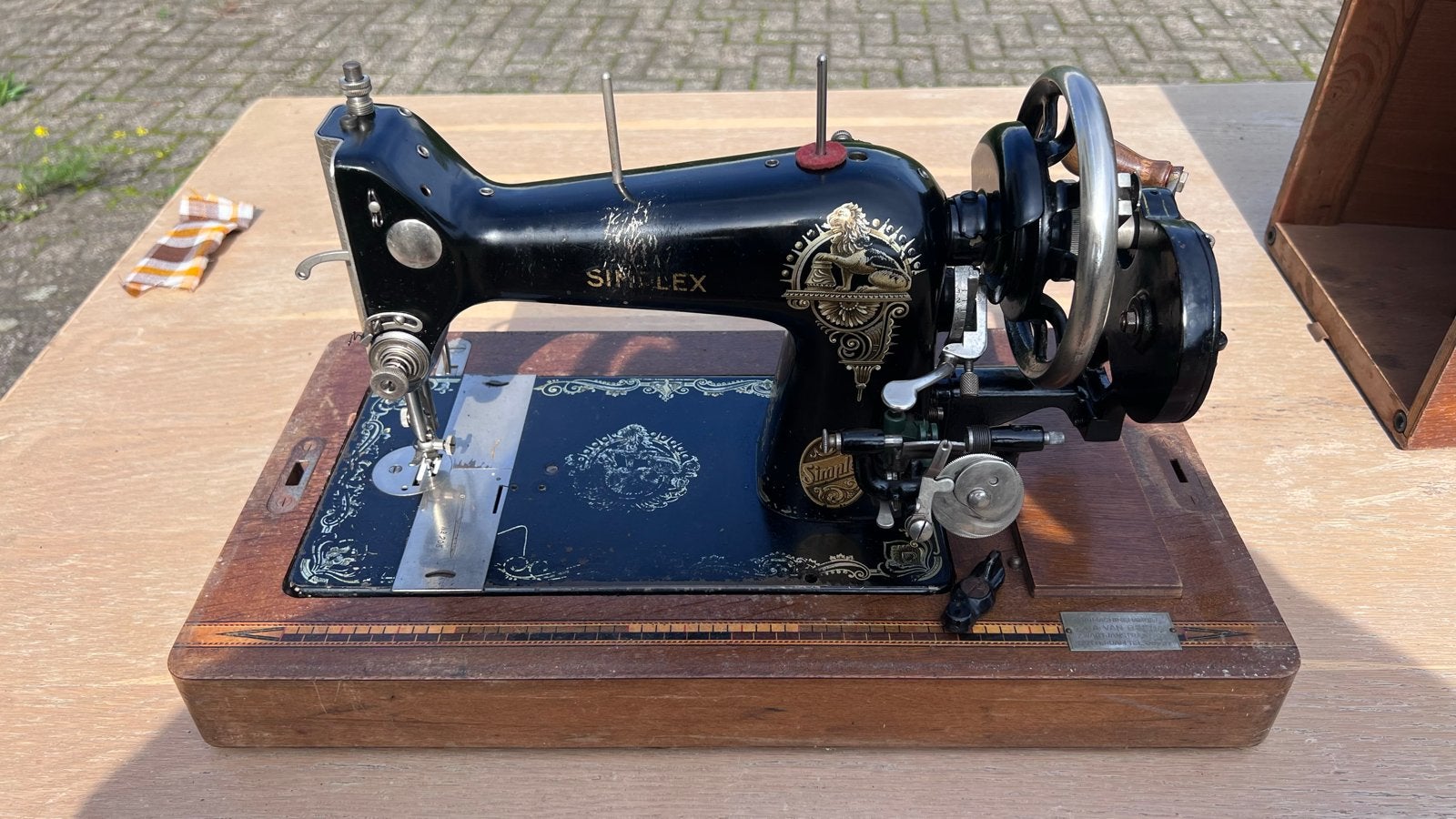 Antieke Simplex Naaimachine met Houten Koffer, Antiek en Kunst, Ophalen