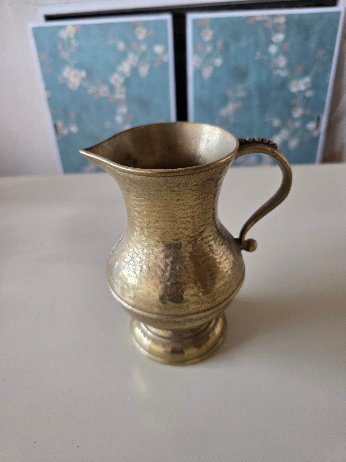 Vintage messing vaas/kan - 16cm hoog, Ophalen of Verzenden