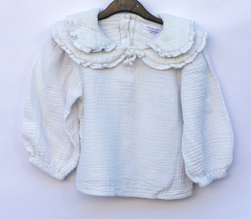 Primark Witte Blouse met Kraagje - Maat 98 (2-3 jaar), Gebruikt, Meisje, Overhemd of Blouse, Ophalen of Verzenden