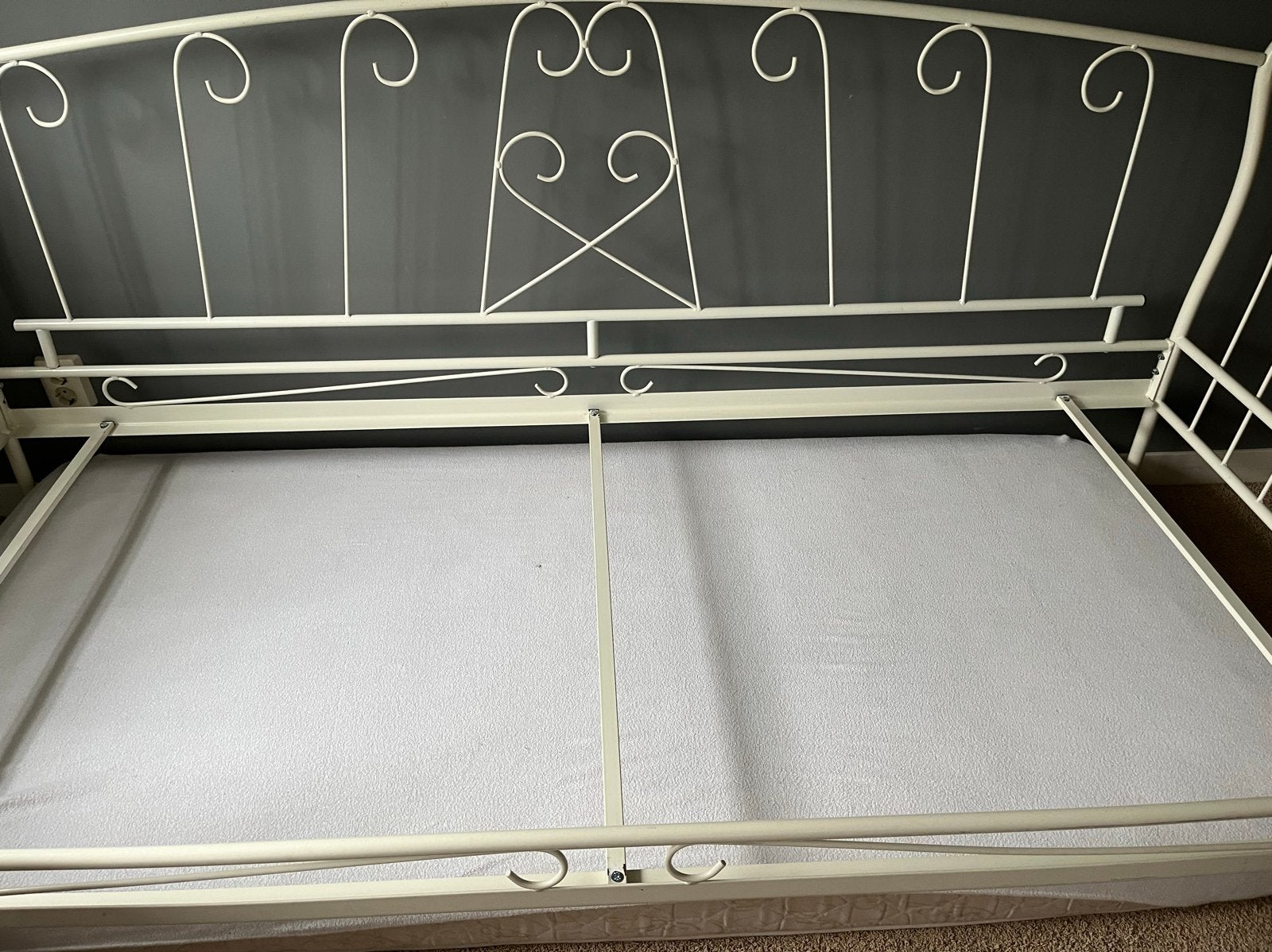 IJzeren bed, wit, eenpersoons, Ophalen, Gebruikt, 90 cm, Eenpersoons