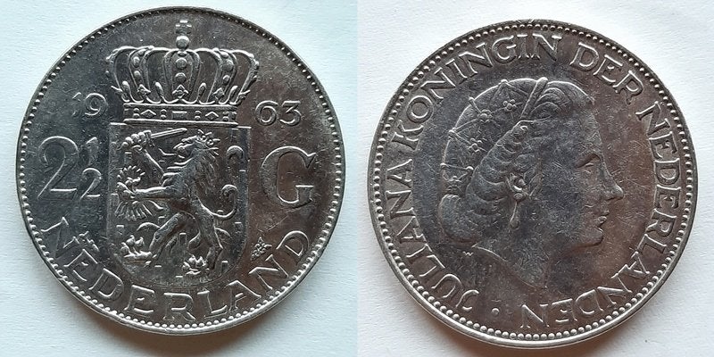 Rijksdaalder 1963 zilver, Verzenden, Koningin Juliana, 2½ gulden, Zilver