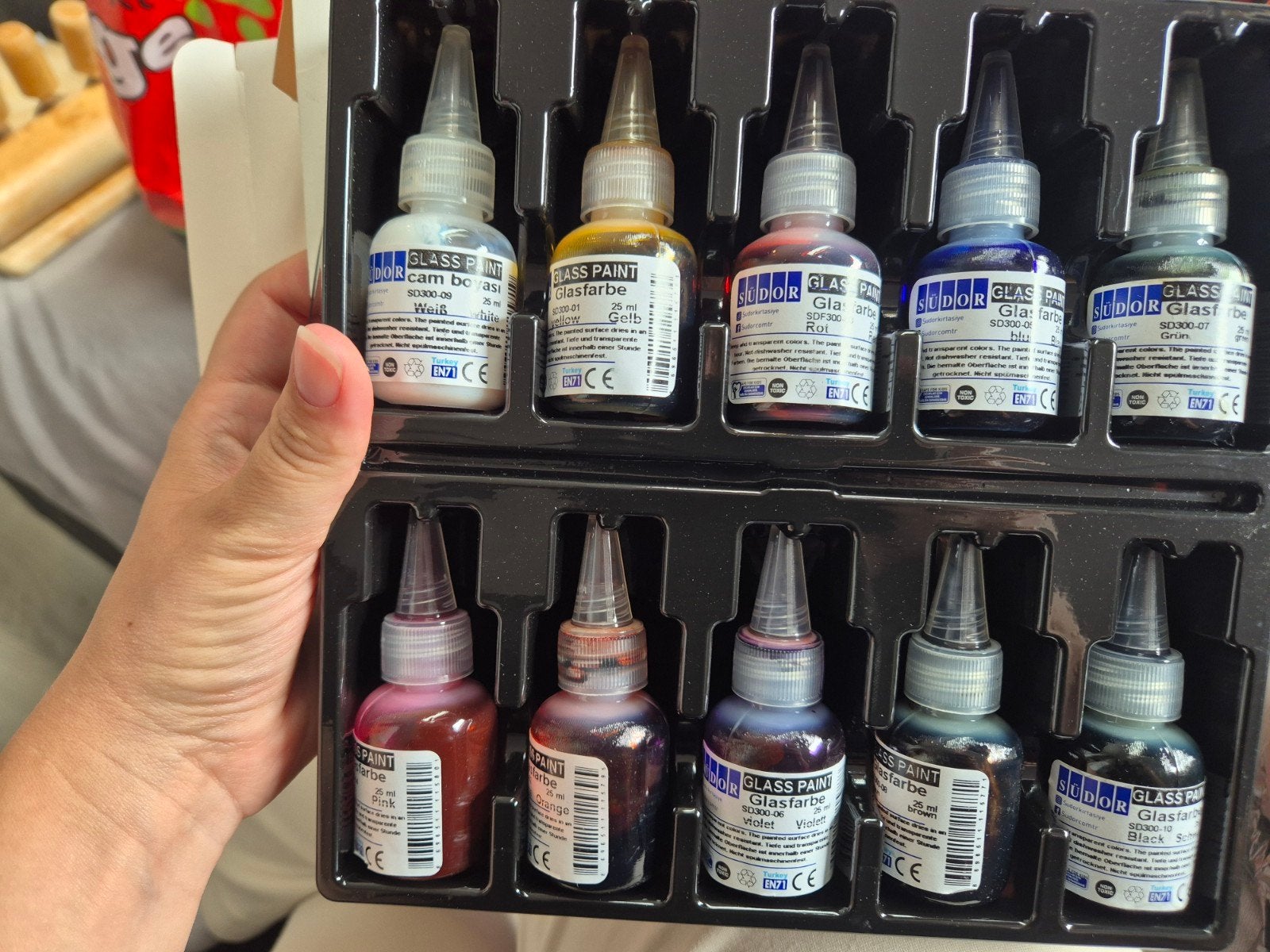 SUDOR Glasverf Set - 10 kleuren, Ophalen of Verzenden, Zo goed als nieuw, Overige typen