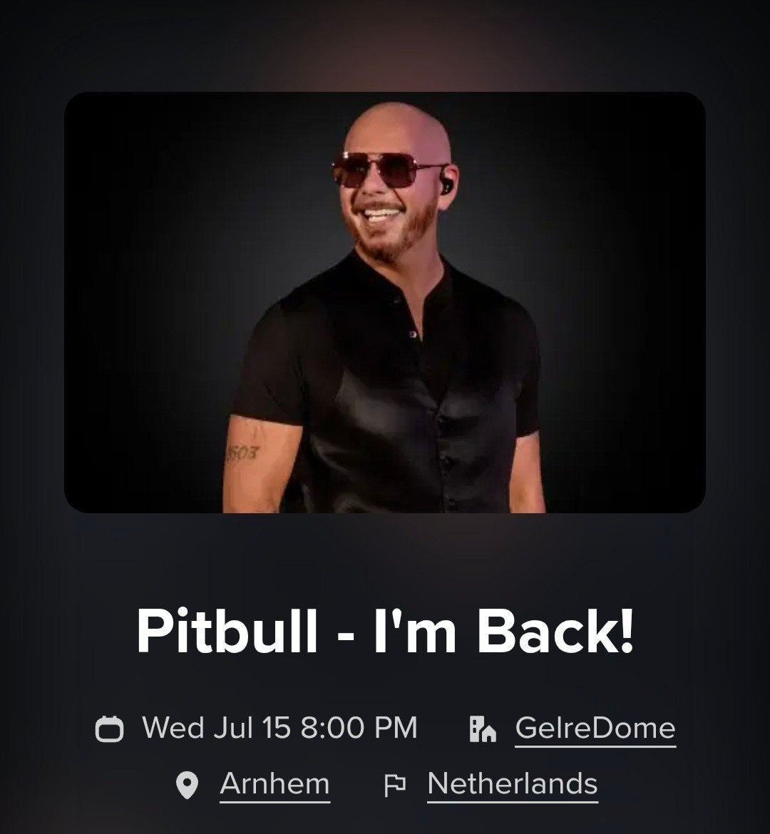 2 floor tickets Pitbull woensdag 15/7, Tickets en Kaartjes, Concerten | Pop, Twee personen, Juni