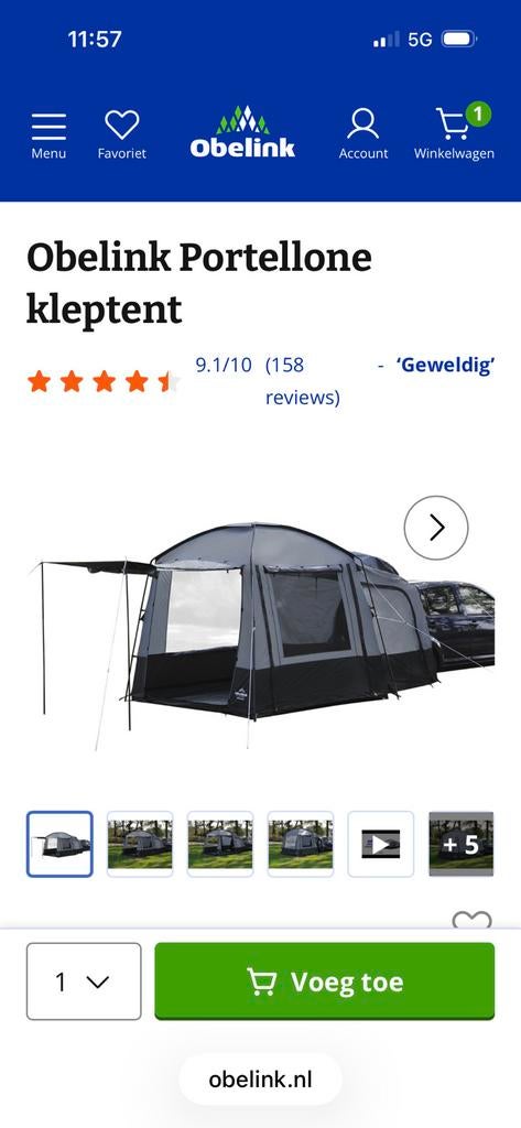 Portellone kleptent Obelink, Caravans en Kamperen, Ophalen of Verzenden, Zo goed als nieuw