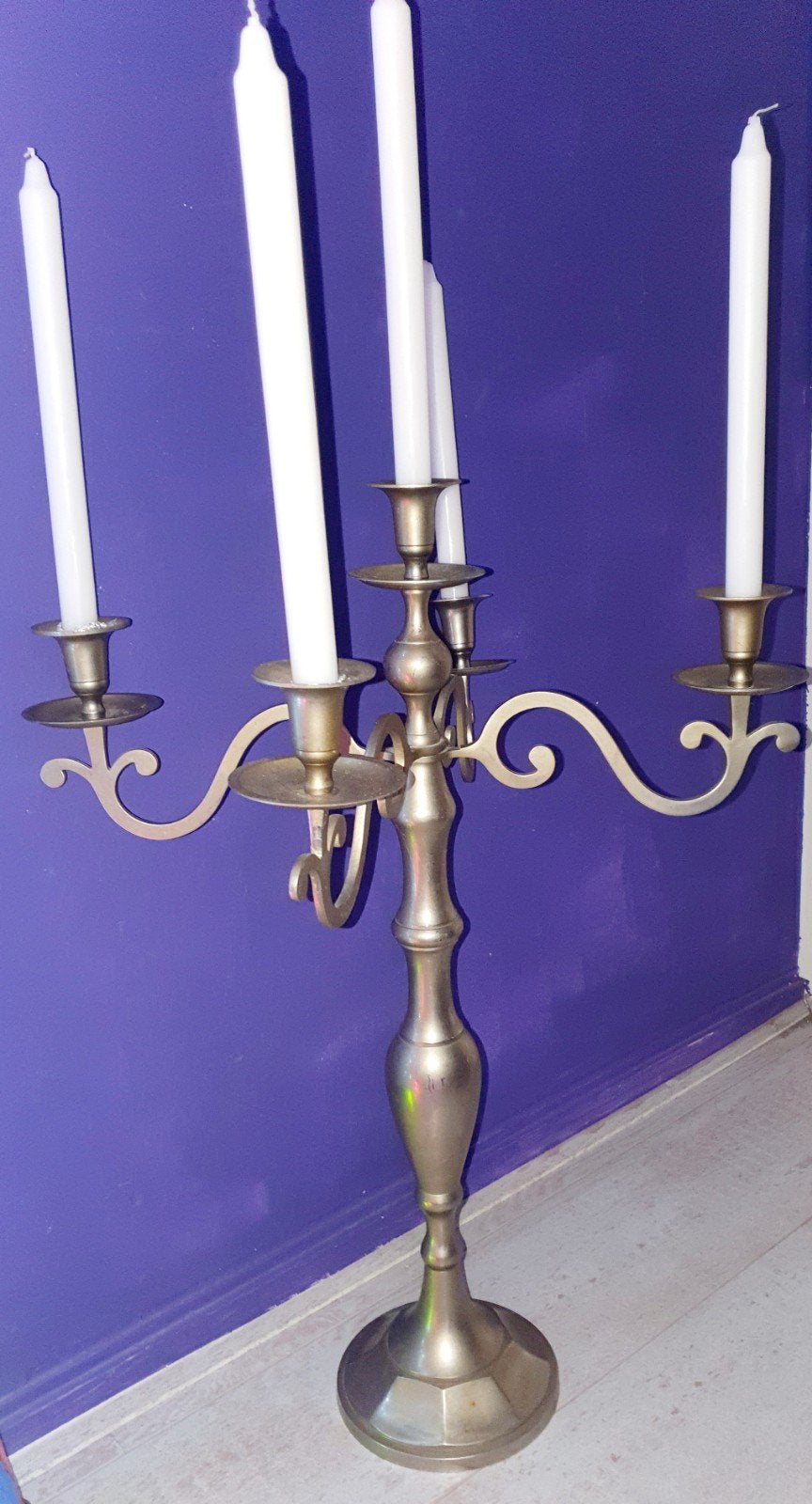 Kandelaar xl vijfarmig 68 cm hoog metaal, Huis en Inrichting, Ophalen, Metaal, Kandelaar
