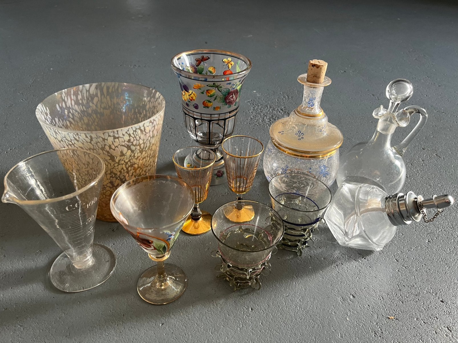 verzameling oud antiek glas glazen glaswerk vintage brocante, Ophalen of Verzenden