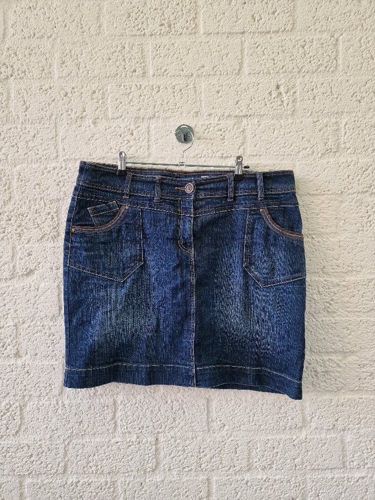 Denim rok maat 46 – donkerblauw – stretch, Kleding | Dames, Rokken, Zwart, Maat 46/48 (XL) of groter, Ophalen of Verzenden, Zo goed als nieuw