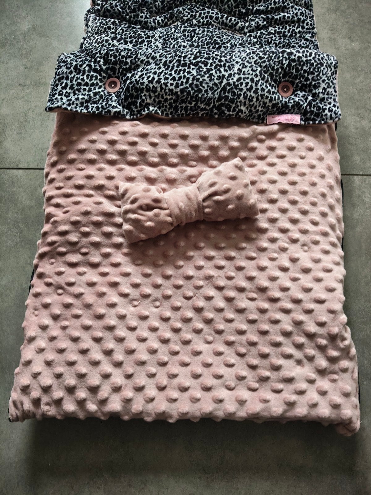 Voetenzak roze met luipaardprint, Ophalen, Nieuw, Dubbele rits, Voetenzak