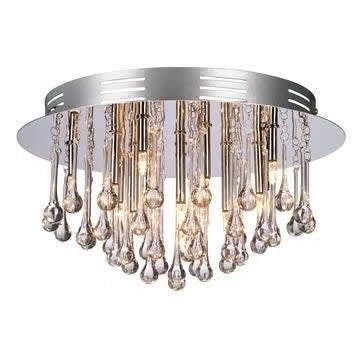 Moderne Plafondlamp met Kristallen Druppels, Ophalen of Verzenden, Gebruikt, Glas