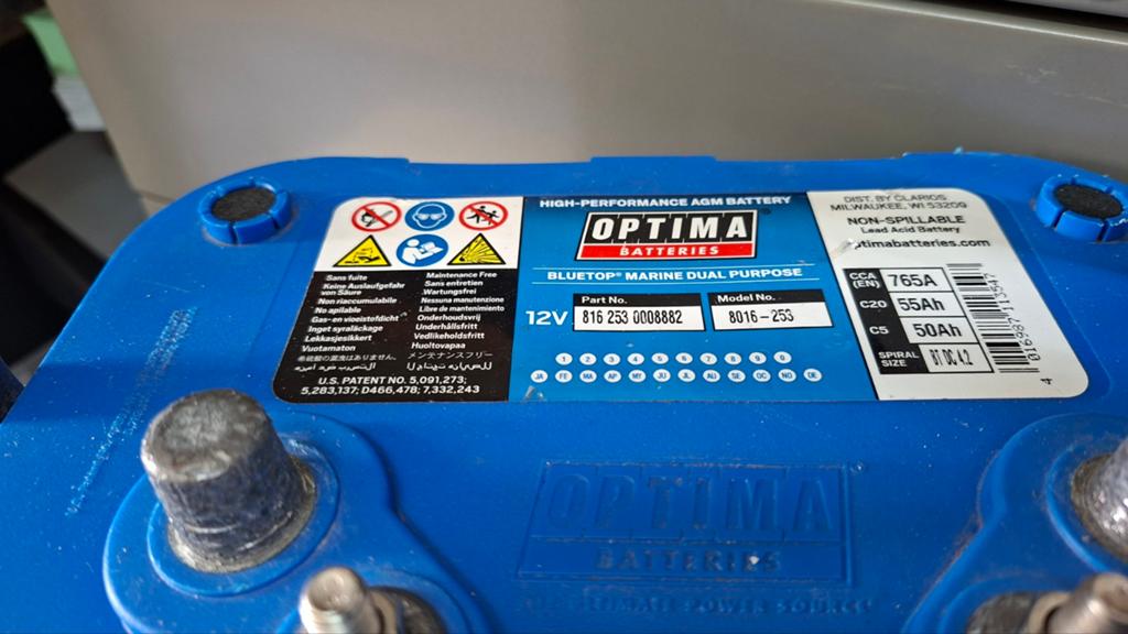 Optima BlueTop Marine Dual Purpose Accu 12V 55Ah, Ophalen of Verzenden, Gebruikt, Universele onderdelen