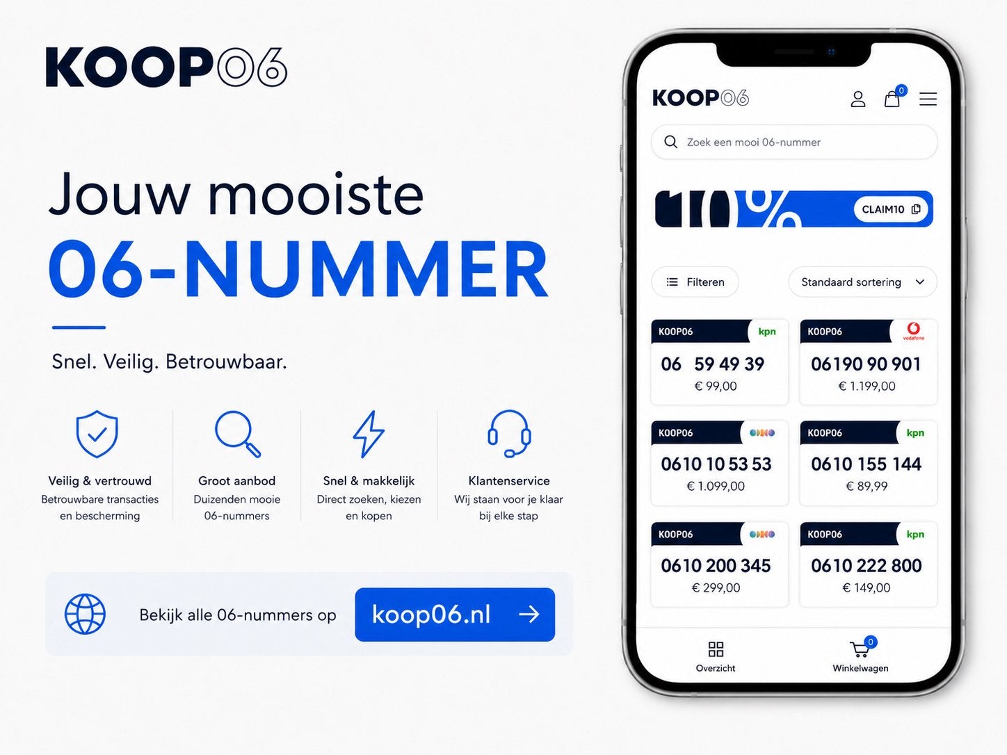 Jouw mooiste 06-nummer - Snel, Veilig, Betrouwbaar, Ophalen of Verzenden, Nieuw, Overige providers