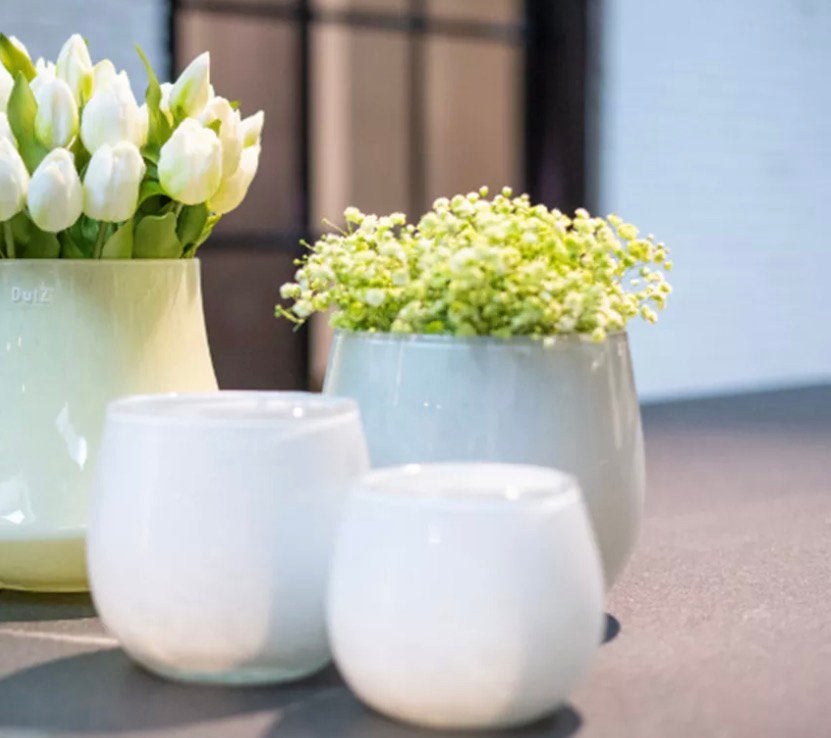 DutZ Collection glazen pot | vaas | windlicht, wit, H22 cm, Ophalen of Verzenden, Zo goed als nieuw, Wit