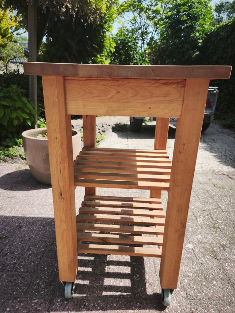 Houten keukentrolley met 2 wielen, Ophalen, Gebruikt, Hout, Keukentrolley