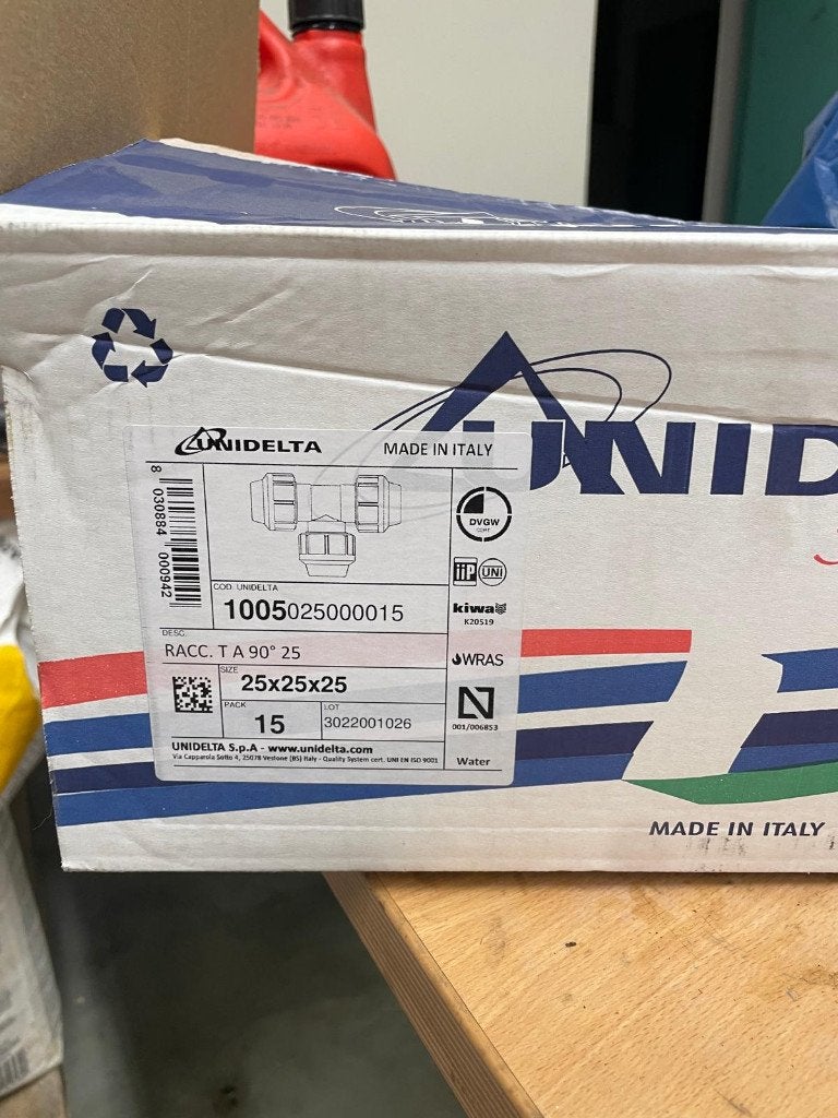 Unidelta Tyleen 25mm T-Stuk klemkoppeling, Ophalen, Overige materialen, Overige typen, Nieuw