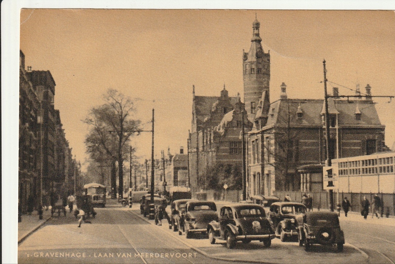 's-GRAVENHAGE LAAN VAN MEERDERVOORT AUTO'S HTM CHAUSSON BUS, Verzamelen, Ophalen of Verzenden, 1940 tot 1960, Ongelopen, Zuid-Holland
