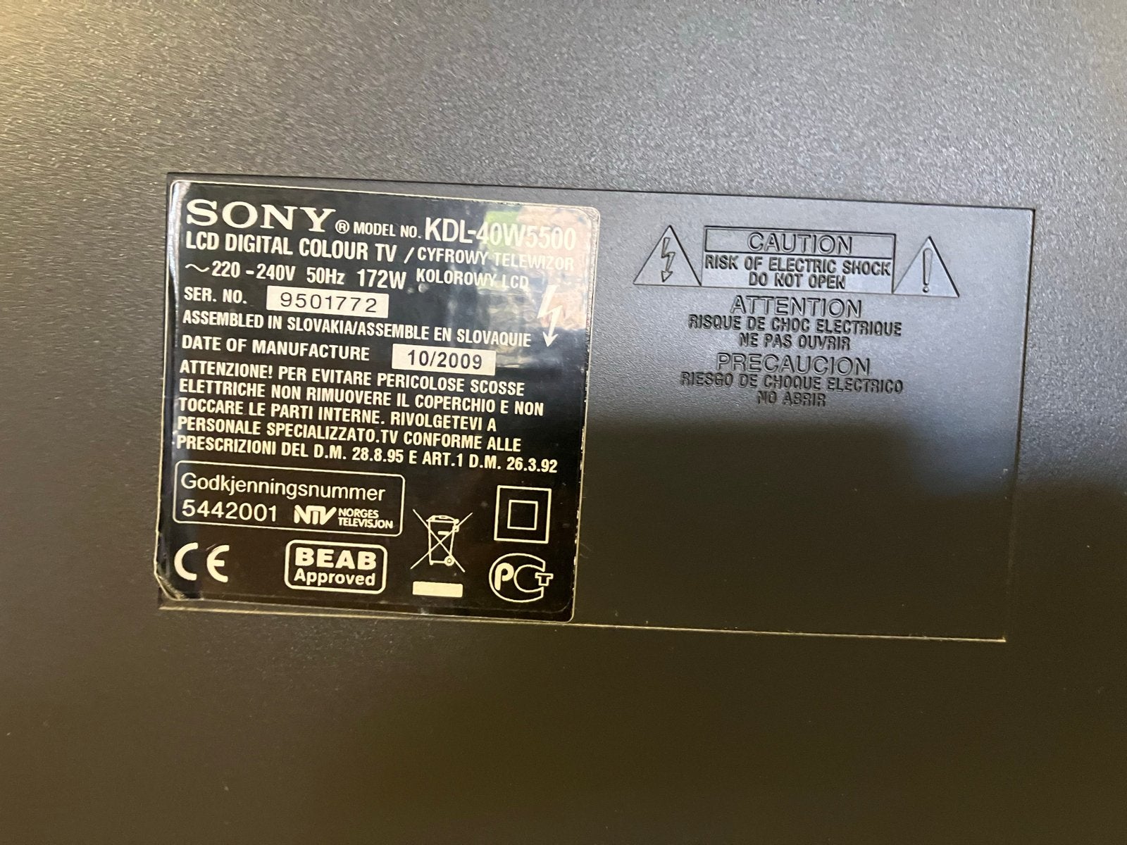 Sony KDL-40W5500 LCD TV - 40 inch Full HD, Ophalen, Gebruikt, 50 Hz, Sony