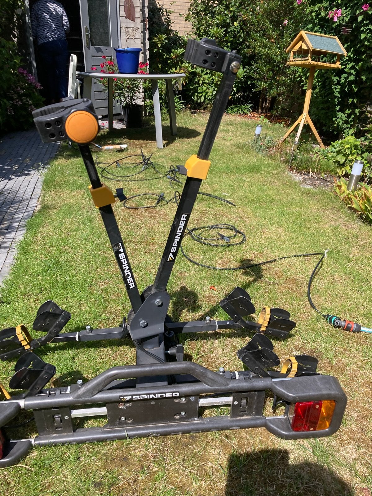 Spinder fietsendrager met 13-polige stekker, Ophalen, Gebruikt, 2 fietsen, Trekhaakdrager
