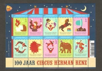 2011 Vel 100 jaar Circus Herman Renz, Ophalen of Verzenden, Postfris