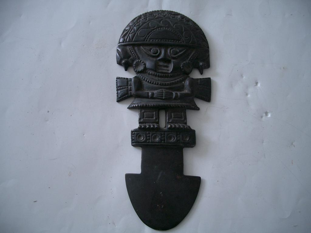 wandversiering inca afbeelding brons antiek sfeer decoratie, Antiek en Kunst, Ophalen of Verzenden, Brons