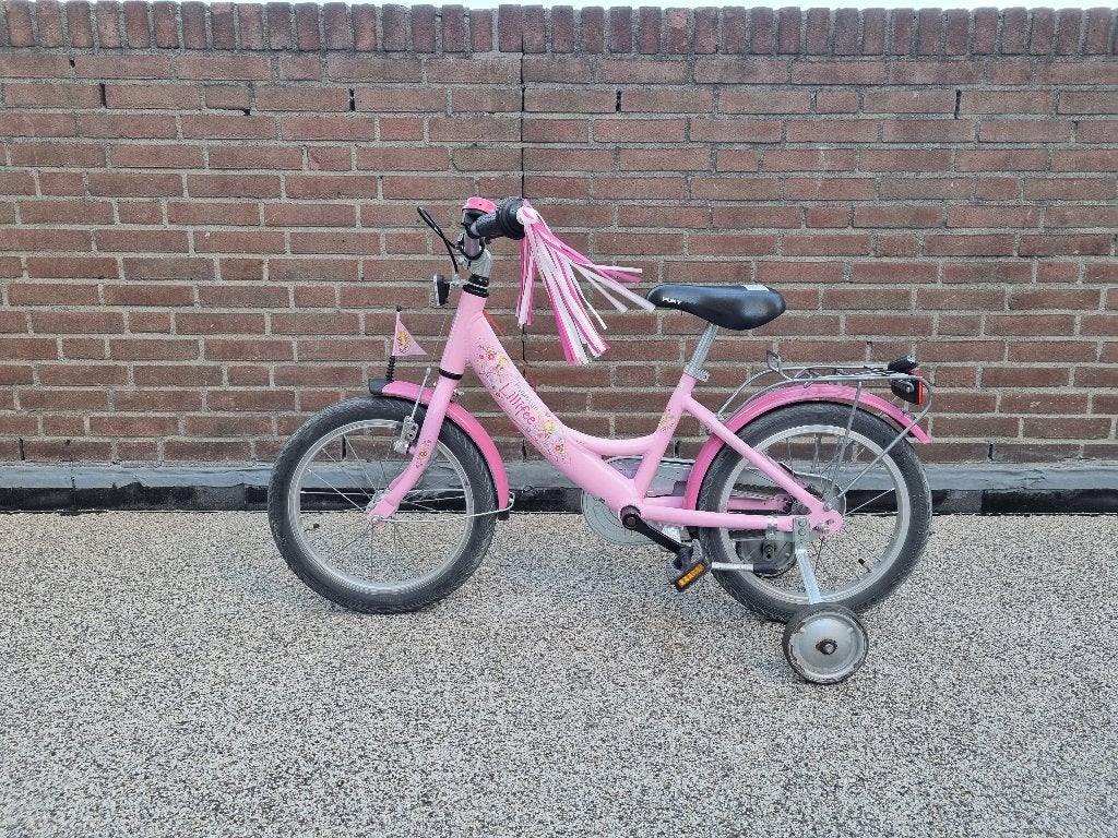 meisjefiets met training wheels 16 inch, Fietsen en Brommers, Fietsen | Meisjes, Ophalen, Gebruikt, 16 inch