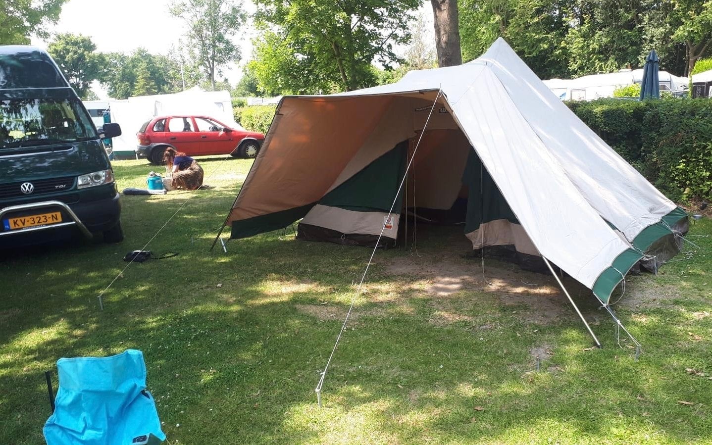 Vintage Vendex piramide tent 1-4 persoons, katoen, Caravans en Kamperen, Ophalen, Gebruikt, Tot en met 4
